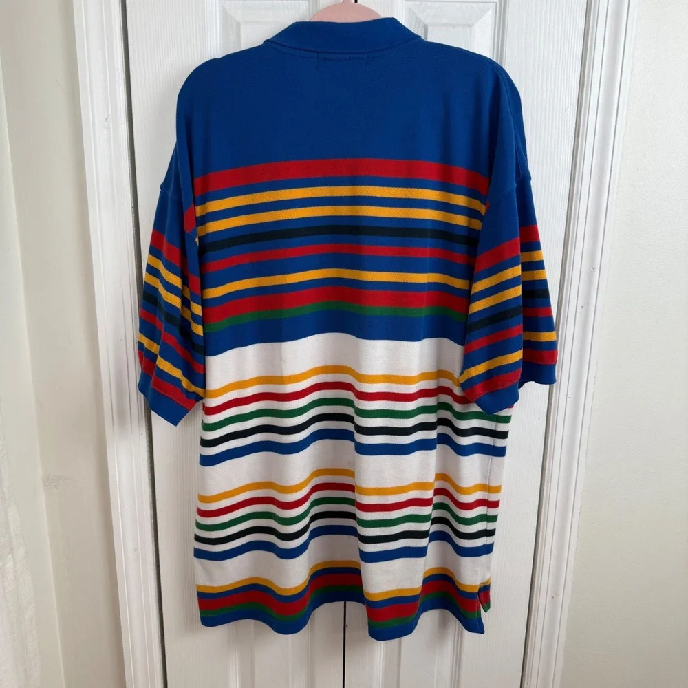 Ralph‎ Lauren Polo Multicolor Striped Rugby Shirt Oversized Blue Mens XL 90s Y2K